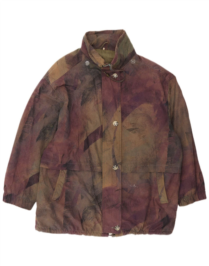 Giacca a vento vintage da donna con motivo astratto UK 20 2XL multicolore