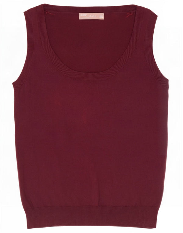 Canotta canotta da donna Zara UK 12 cotone marrone medio medio