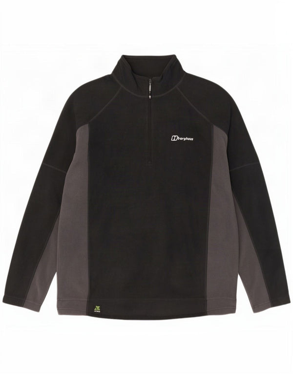 Maglione in pile da uomo Berghaus con zip e collo, grande, in poliestere color block nero