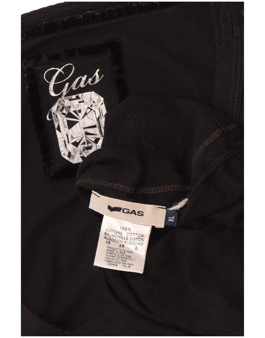 Top da donna GAS manica lunga UK 18 XL cotone nero