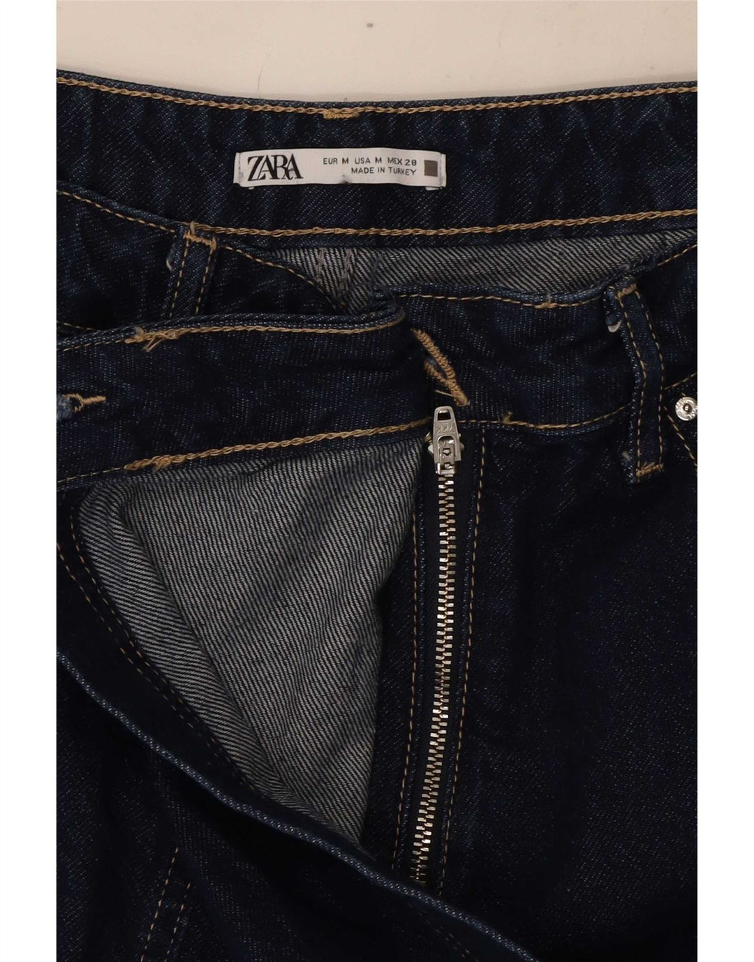 Pantaloncini di jeans da donna Zara medi W28 cotone blu navy