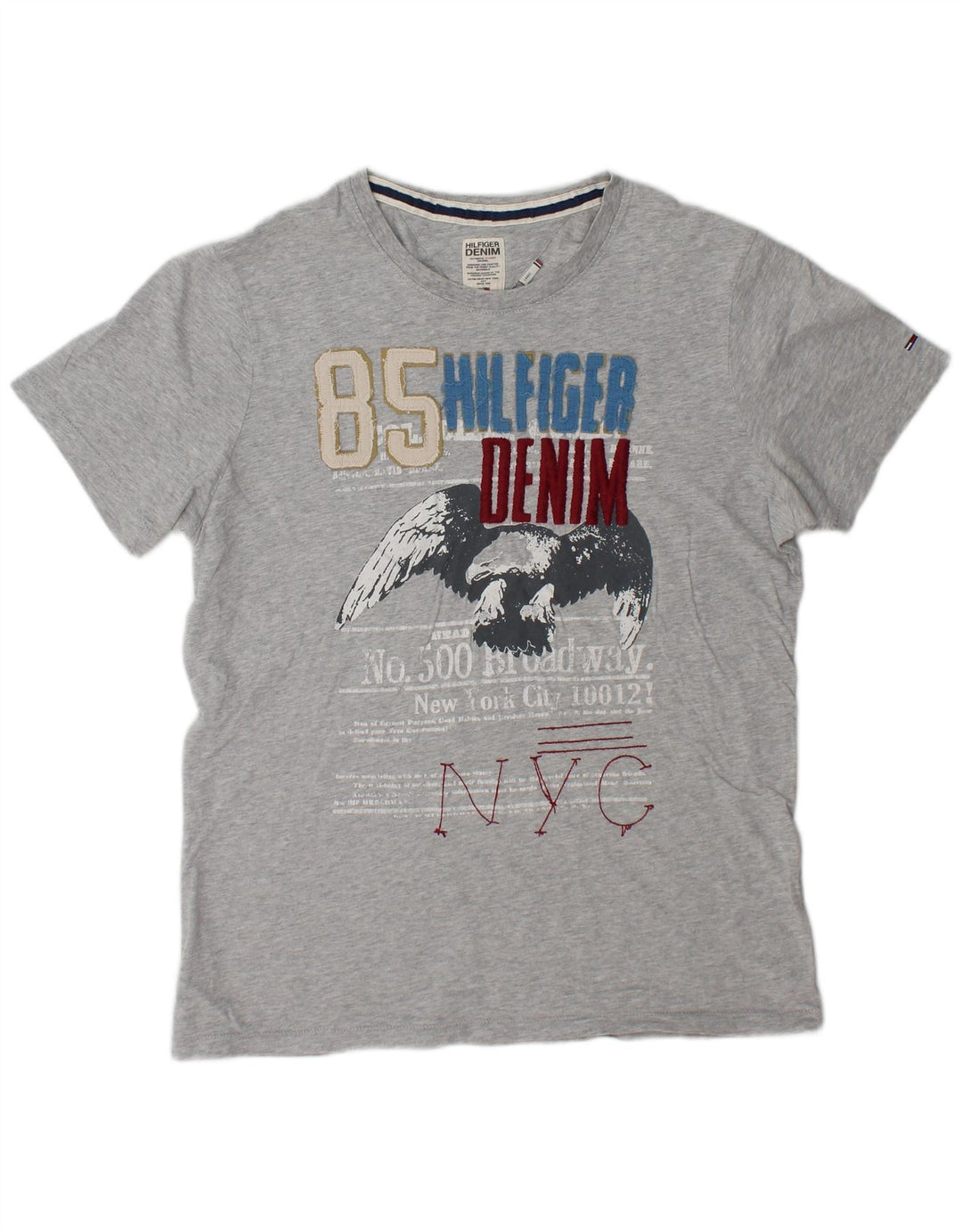 T-shirt grafica da uomo Tommy Hilfiger grande grigia