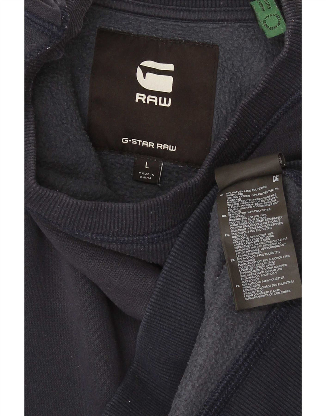 Felpa da uomo G-Star Maglione grande in cotone blu navy