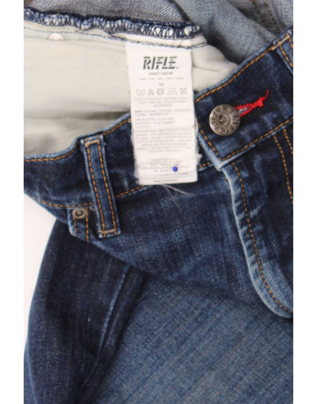 Jeans slim invecchiati da uomo Rifle W32 L34 cotone blu navy
