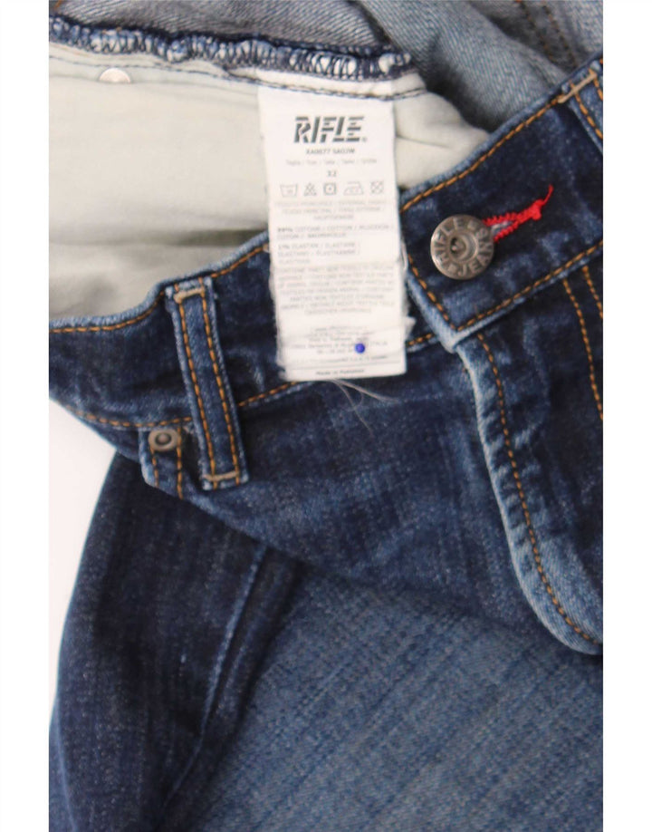 Jeans slim invecchiati da uomo Rifle W32 L34 cotone blu navy