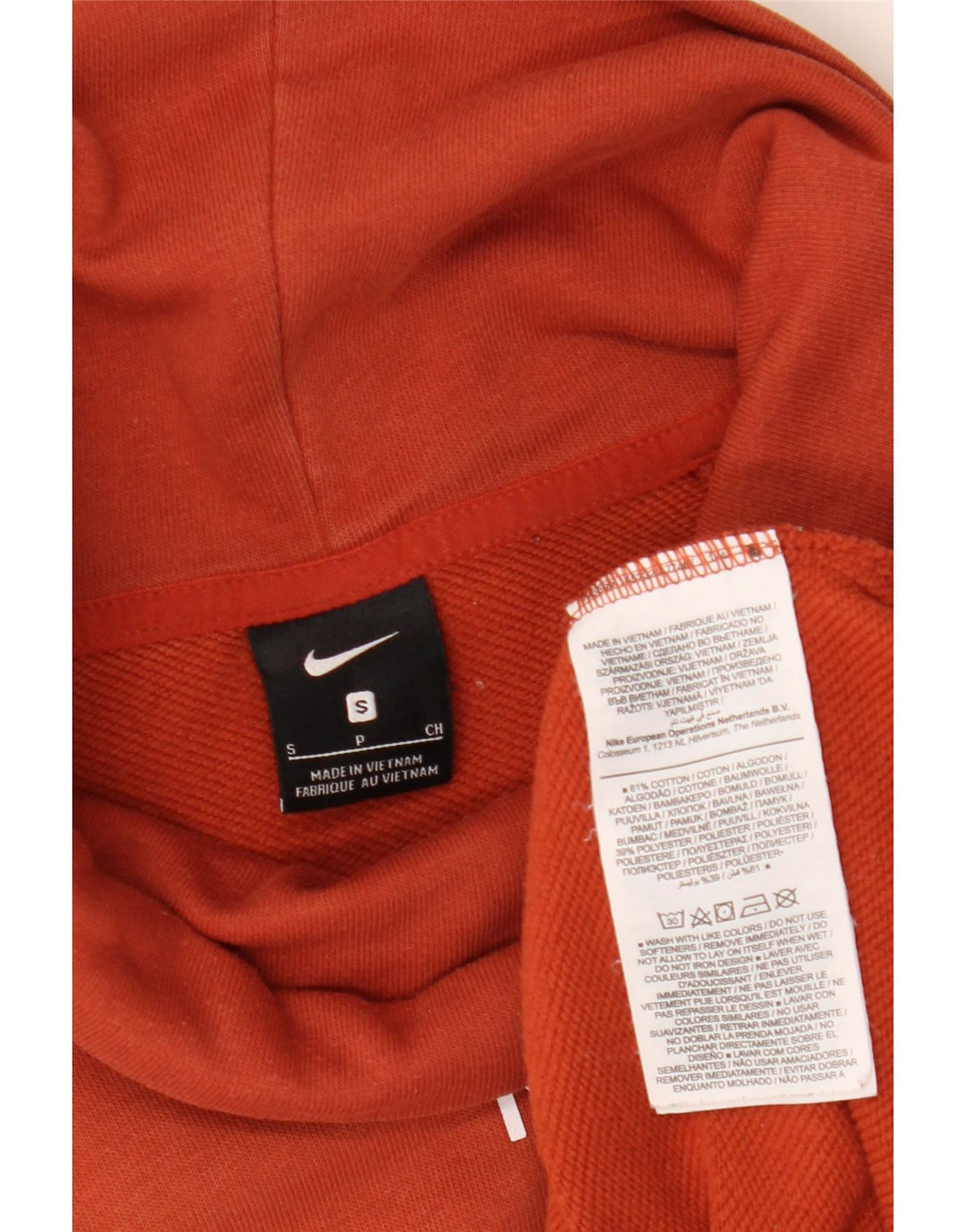 Felpa Nike da donna con collo alto con grafica, maglione UK 10, piccola, cotone arancione