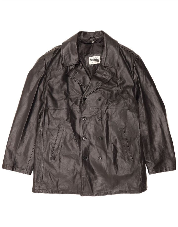 Giacca in pelle vintage da uomo UK 44 2XL Pelle nera
