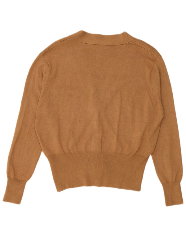 Maglione cardigan corto da donna Zara UK 10 piccolo in viscosa beige