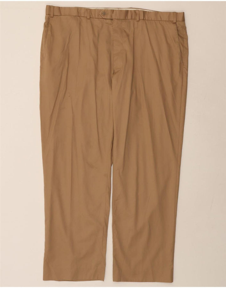 MARKS & SPENCER Pantaloni da abito dritti da uomo W44 L31 Cotone beige