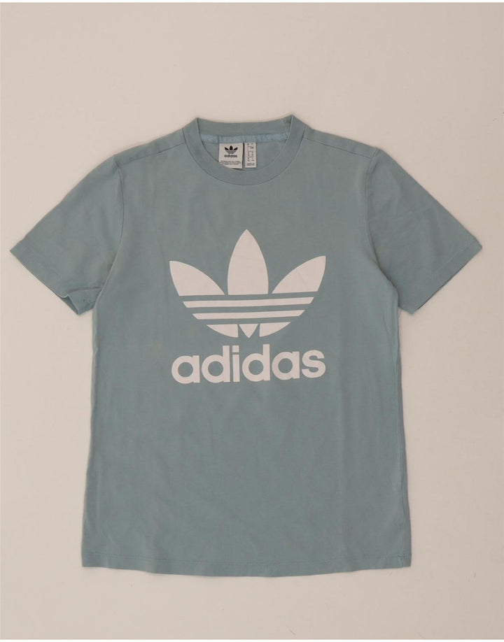 ADIDAS Womens Graphic T-Shirt Top UK 8 Small  Blue Vintage Adidas and Second-Hand Adidas from Messina Hembry 