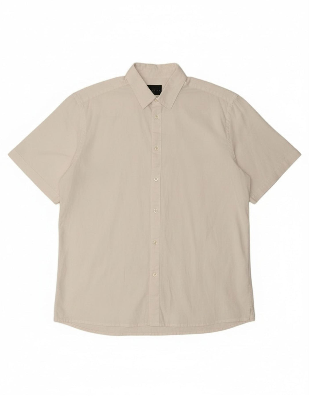 Camicia Sisley da uomo a maniche corte, vestibilità regolare, in lino bianco medio