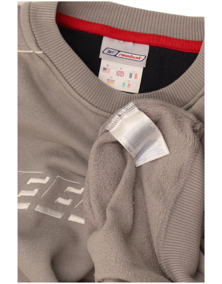 Felpa grafica da uomo Reebok in cotone grigio medio