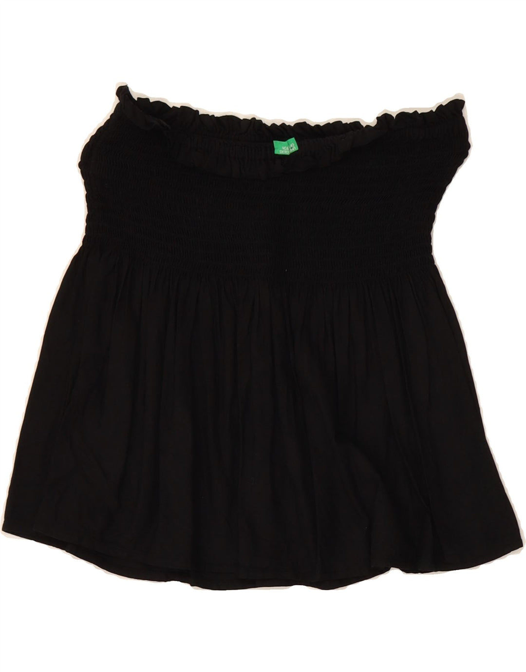 BENETTON Womens Off Shoulder Top UK 12 Medium Black Viscose Vintage Benetton and Second-Hand Benetton from Messina Hembry 