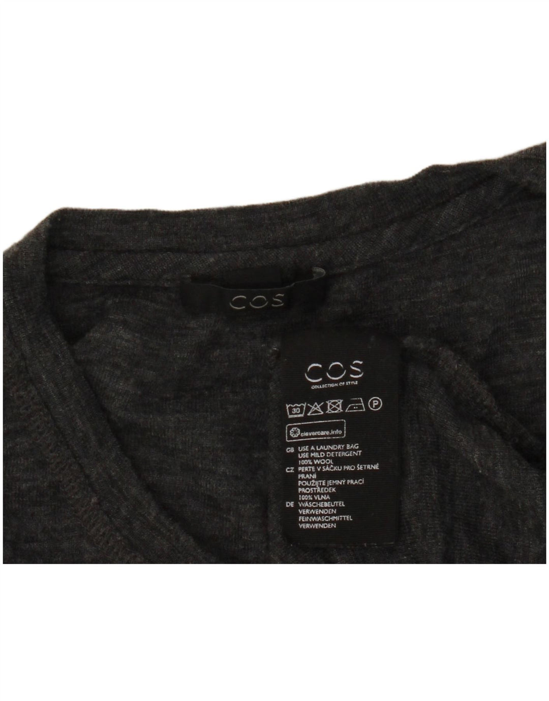 Maglione maglione girocollo da donna Cos UK 14 grande lana grigia