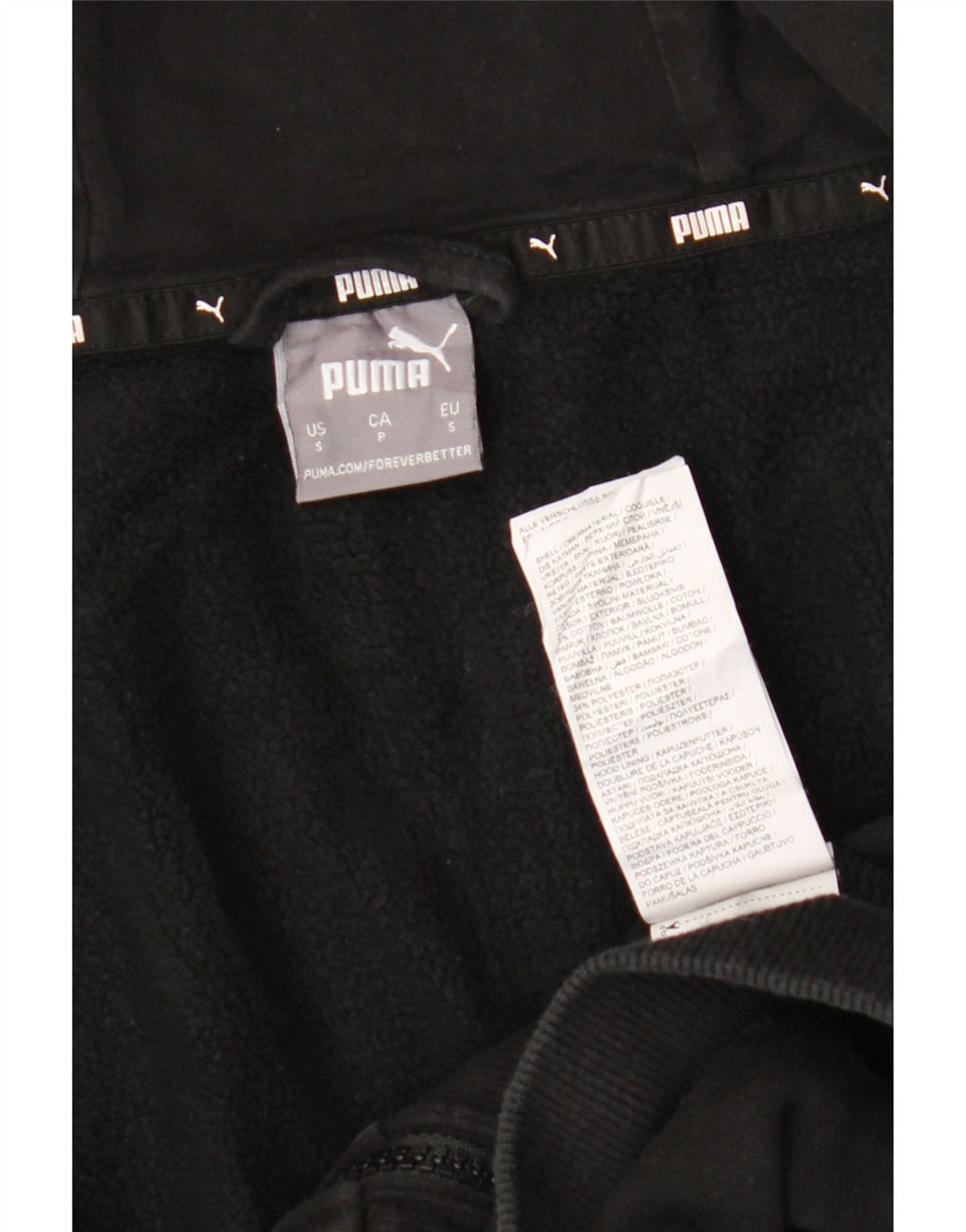 Felpa con cappuccio e zip grafica da uomo Puma piccola in cotone nero