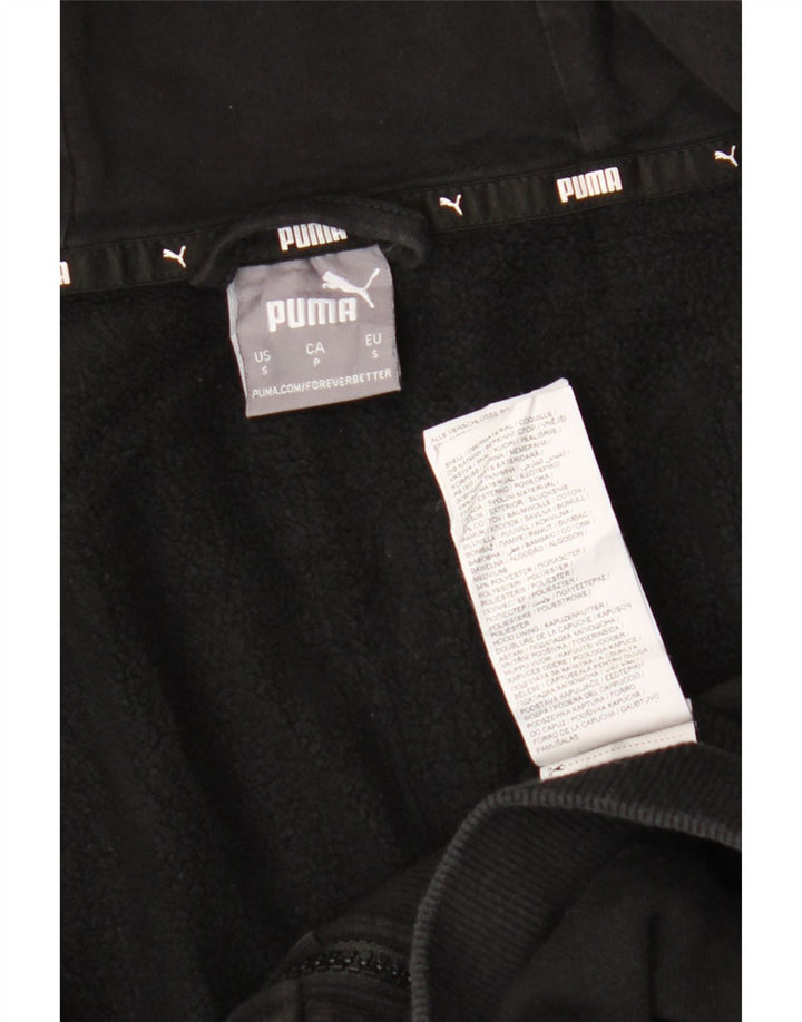 Felpa con cappuccio e zip grafica da uomo Puma piccola in cotone nero