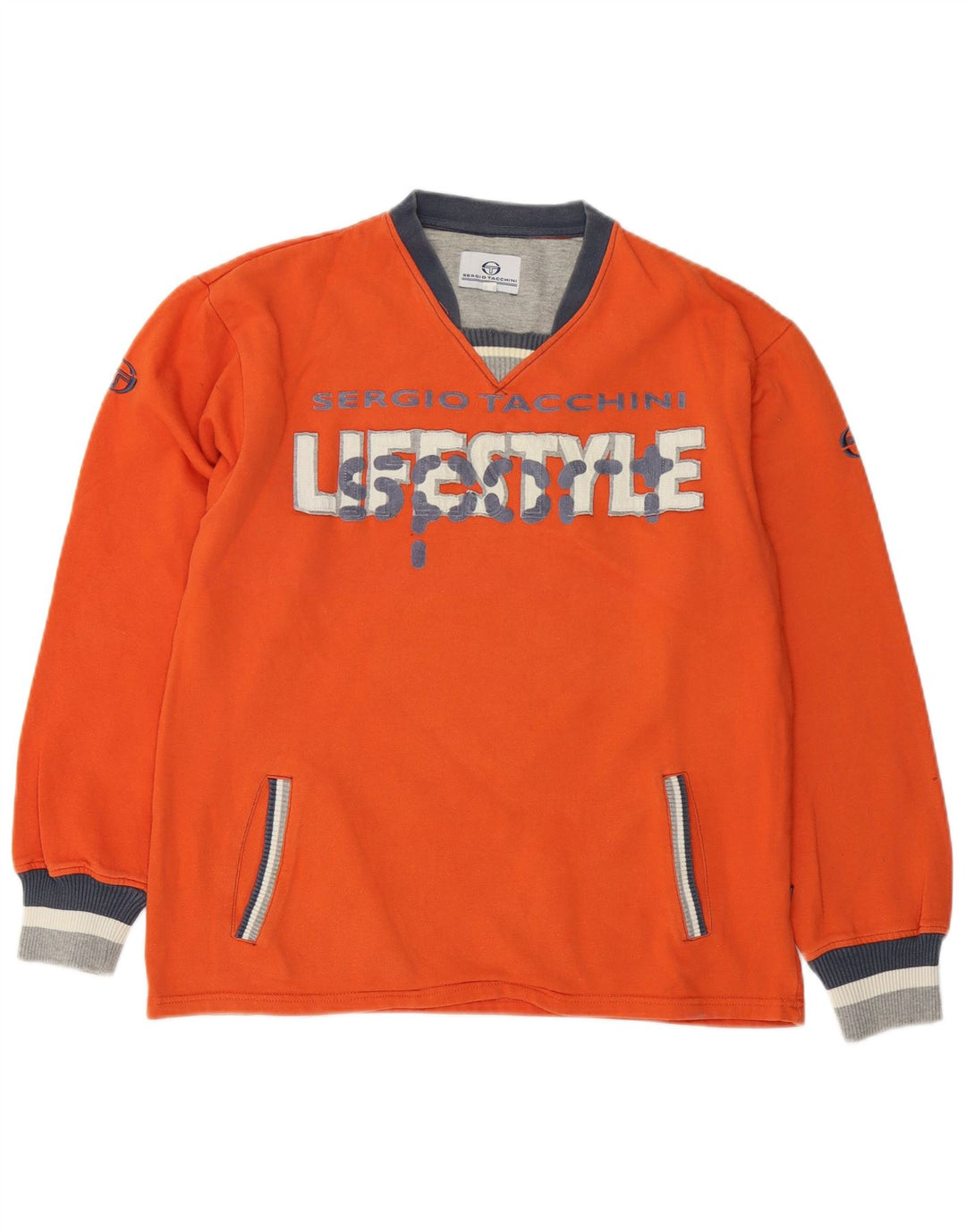 Felpa grafica da uomo Sergio Tacchini, cotone arancione medio
