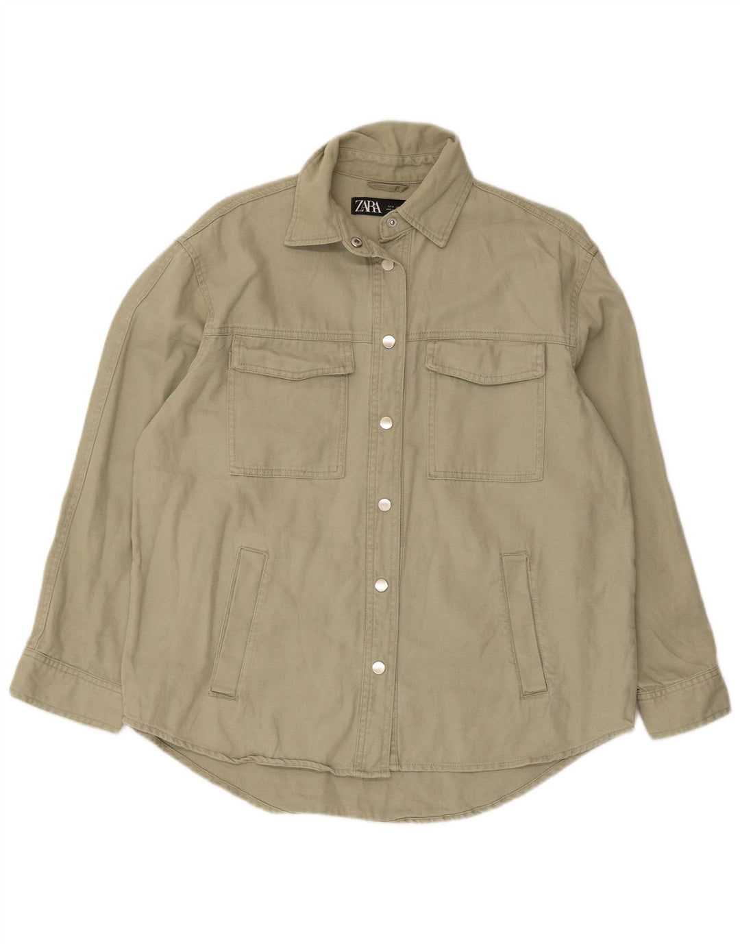 Camicia oversize da donna Zara UK 10 piccola in cotone verde