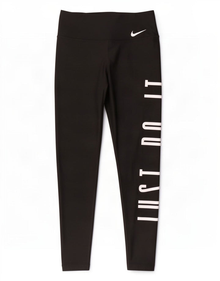 Leggings grafici Nike Dri Fit da donna UK 10 piccoli poliestere nero