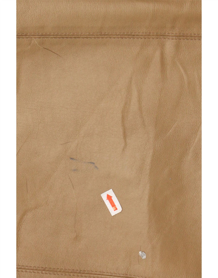 Cappotto oversize in pelle con cappuccio da donna VINTAGE IT 46 Large in pelle marrone