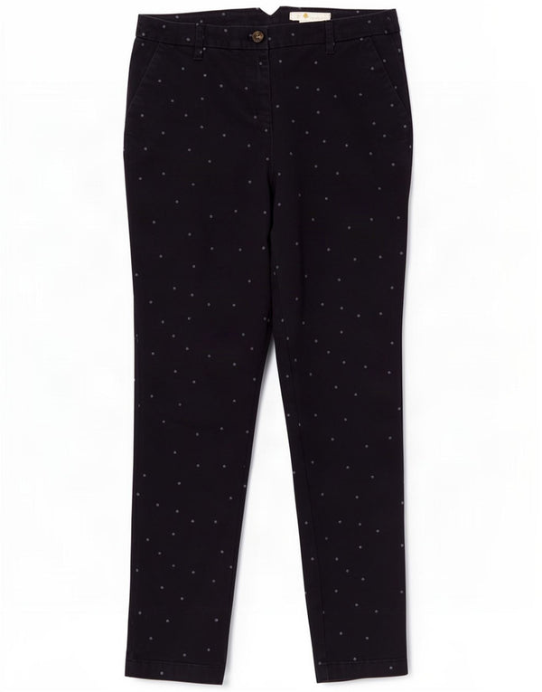 Boden Pantaloni chino affusolati da donna UK 8 Small W27 L28 Blu navy maculato