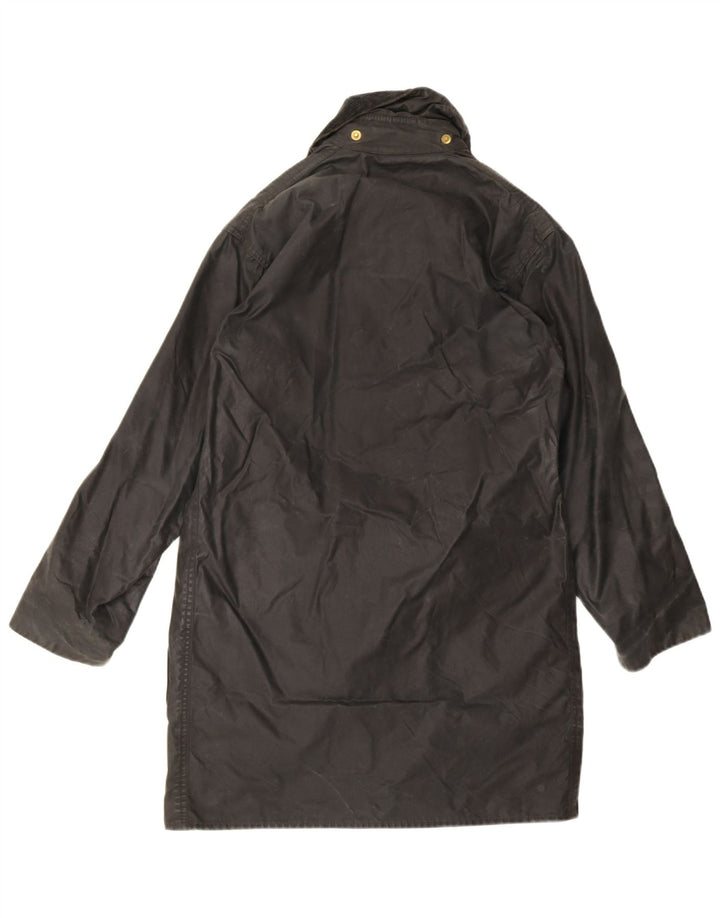 Barbour Cappotto da uomo in cotone cerato con bordo UK 36 piccolo nero