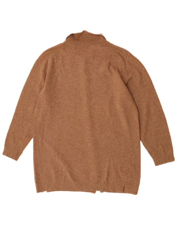 Maglione cardigan oversize da donna Benetton UK 6 XS lana vergine marrone