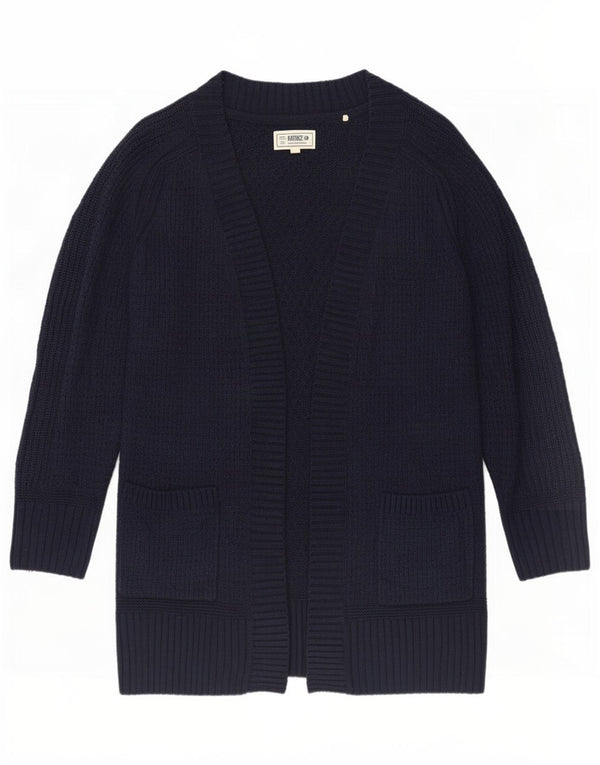 Maglione cardigan lungo da donna Fat Face UK 14 grande blu navy screziato