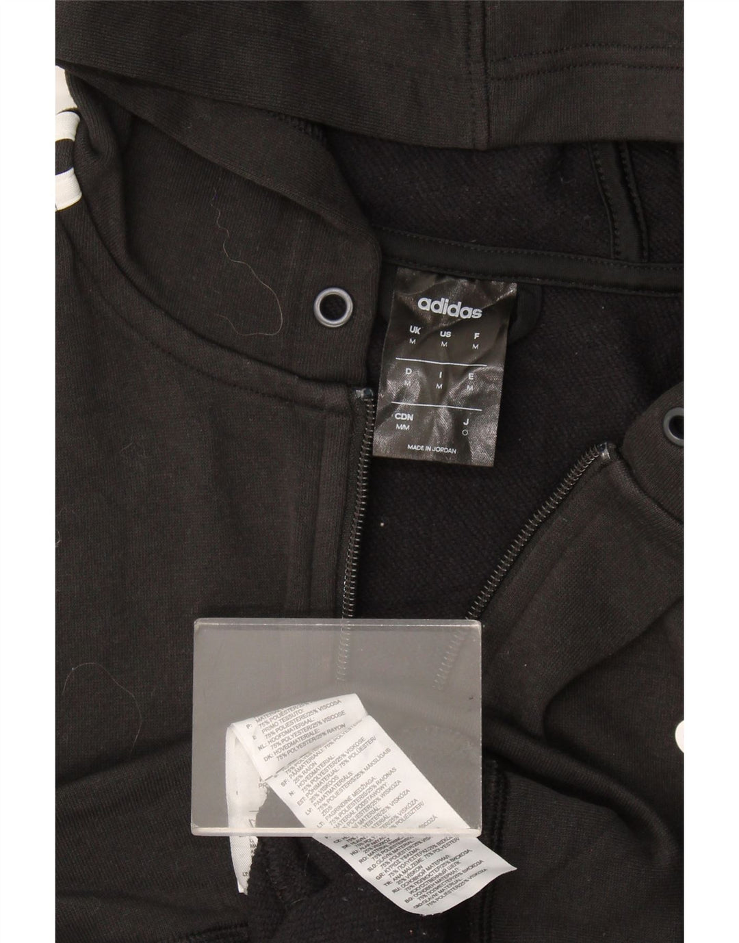 Maglione con cappuccio e zip Adidas Climalite da uomo in poliestere nero medio