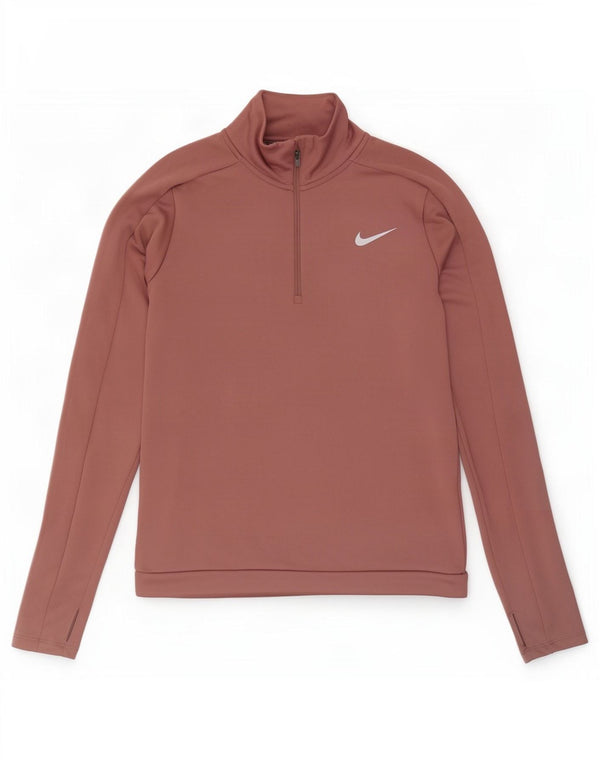Top della tuta pullover con zip e collo Nike Dri Fit da donna UK 6 XS Rosa
