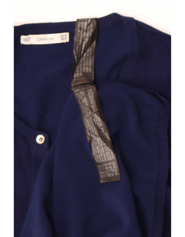 Maglione cardigan da donna Zara UK 12 viscosa blu navy medio