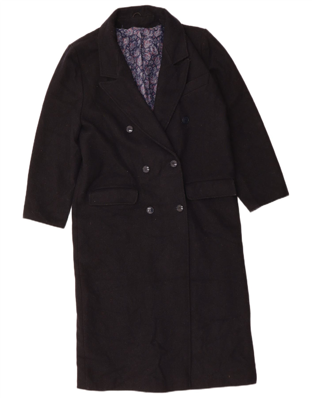 Cappotto doppiopetto da donna Topshop UK 10 piccolo in lana blu navy
