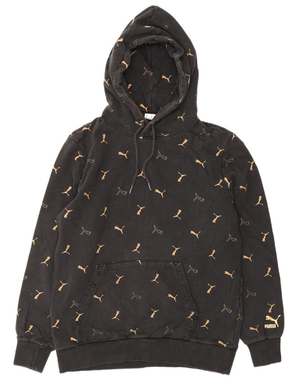 Felpa con cappuccio grafica PUMA da uomo, cotone nero medio