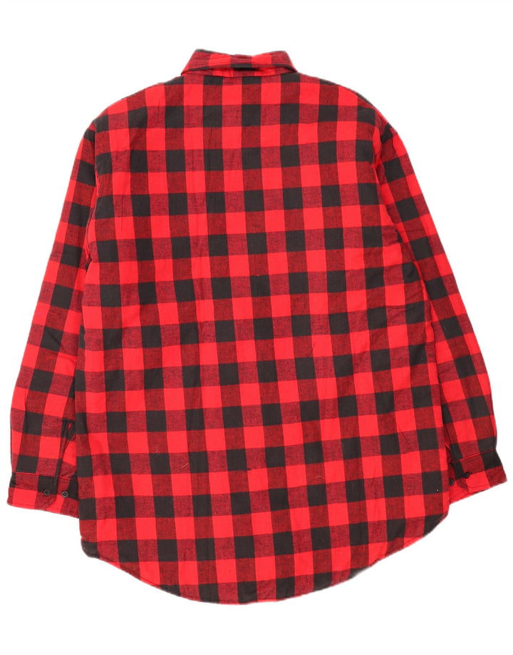 Camicia da uomo vintage in flanella da boscaiolo, grande cotone a quadretti rossi