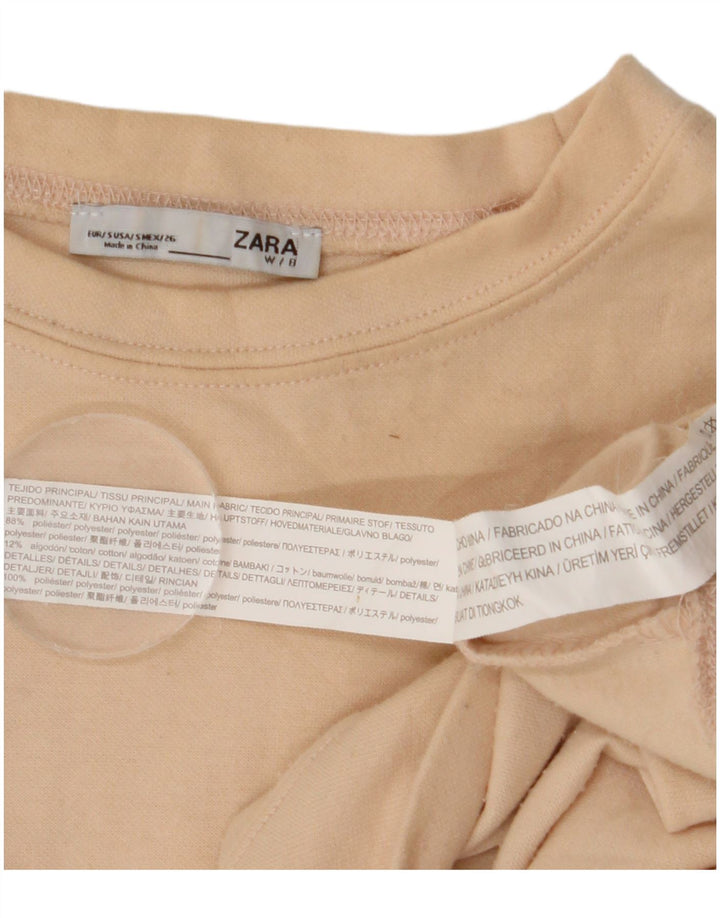 Felpa corta oversize da donna Zara UK 10 piccola bianco sporco