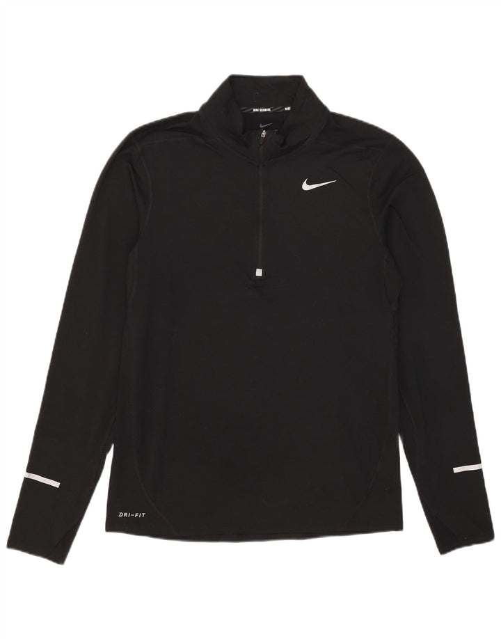 Tuta da ginnastica Nike Dri Fit da uomo con collo e zip, piccola, in poliestere nero