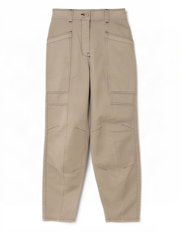 Topshop Womens Tapered Casual Trousers UK 8 Small W26 L28 Grey Cotton