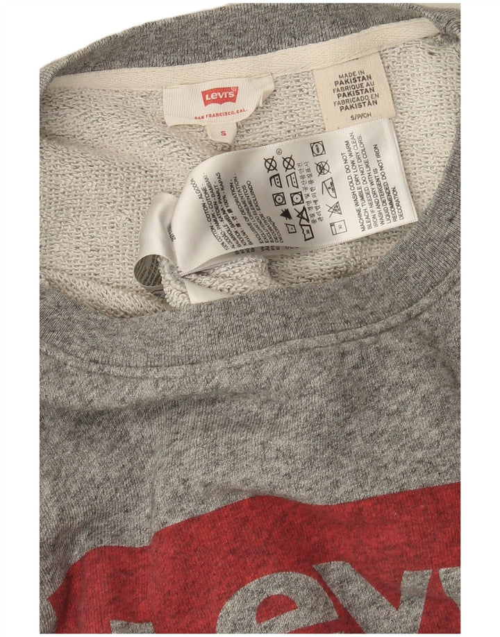 Levi's Donna Felpa con grafica Maglione UK 10 Piccolo Cotone chiazzato grigio