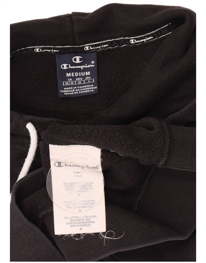 Maglione con cappuccio grafico da uomo Champion in cotone nero medio