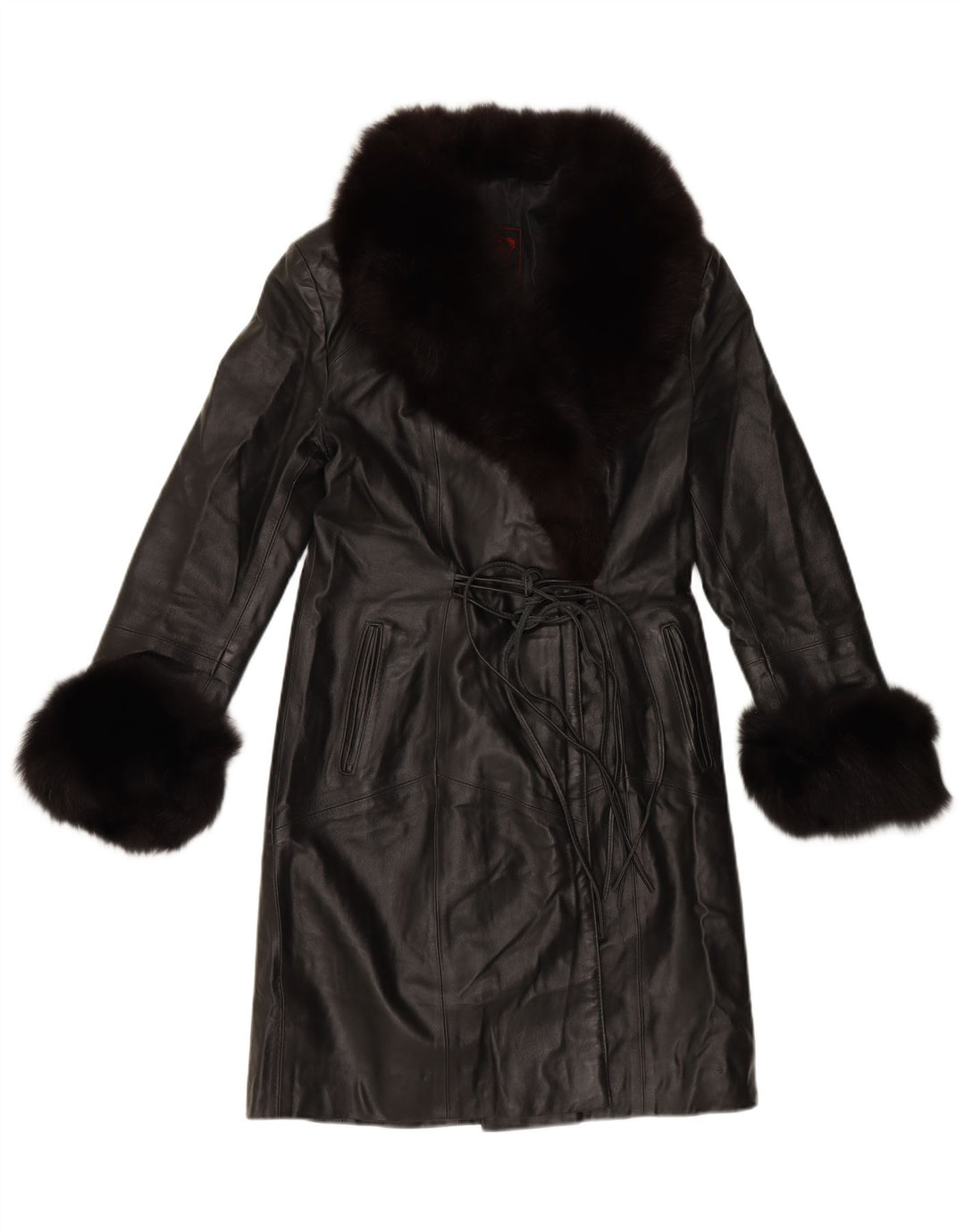 Cappotto in pelle da donna VINTAGE IT 46 Large in pelle nera