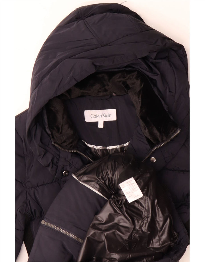 CALVIN KLEIN Cappotto imbottito oversize da donna UK 10 piccolo blu navy