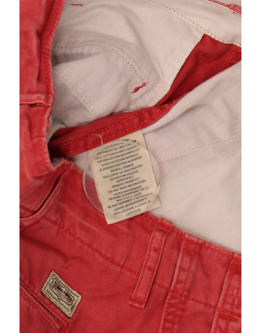 Pantaloncini chino Denizen da uomo Ralph Lauren W32 cotone rosso medio