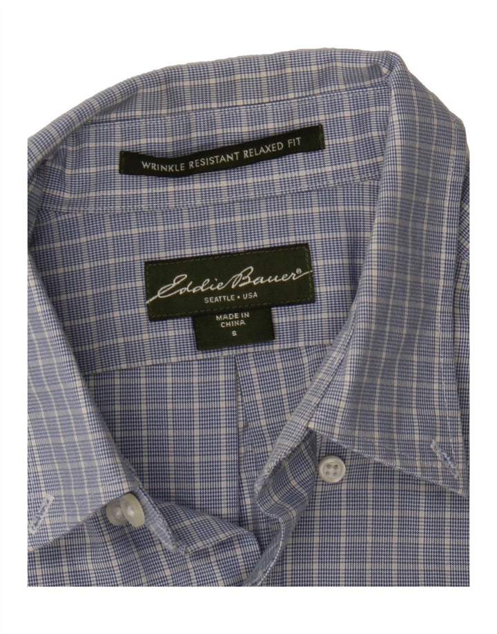 EDDIE BAUER Mens Seattle Relaxed Fit Short Sleeve Shirt Small Blue Check Vintage Eddie Bauer and Second-Hand Eddie Bauer from Messina Hembry 