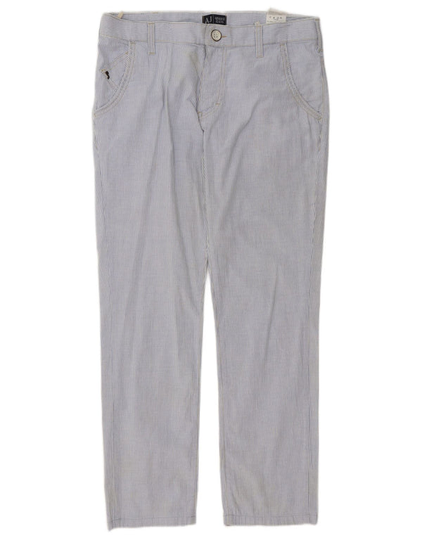 Pantaloni chino dritti da uomo Armani W32 L30 cotone gessato blu