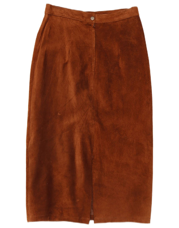 Gonna in pelle scamosciata a vita alta da donna Gitano US 7/8 media W28 in pelle marrone