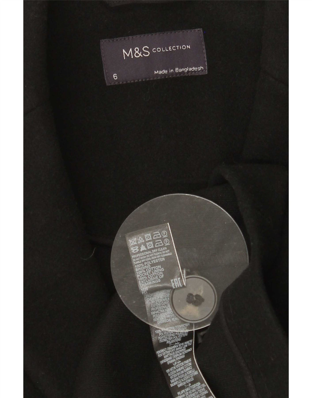 Cappotto da donna Marks & Spencer UK 6 XS poliestere nero