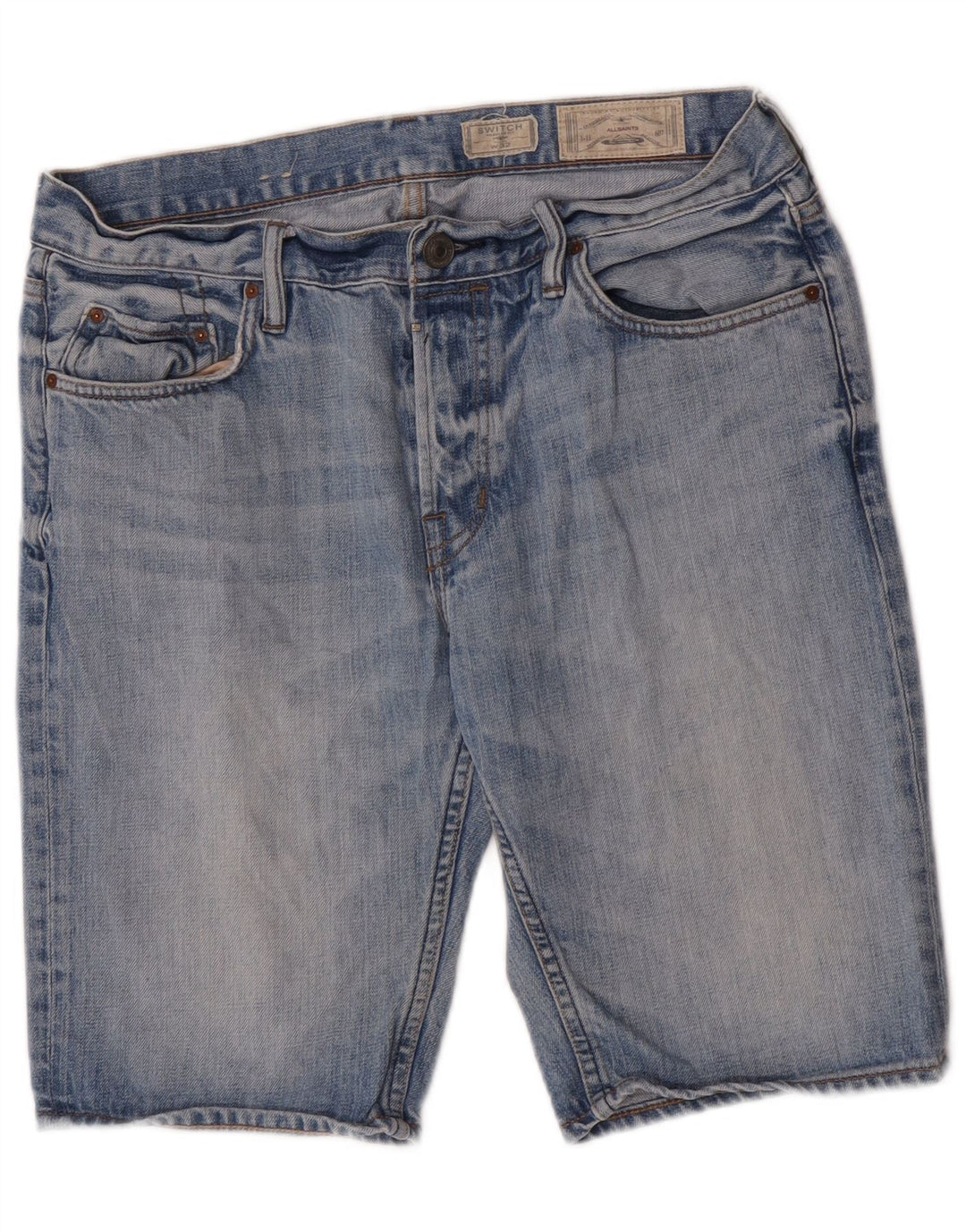 Pantaloncini di jeans da uomo All Saints W32 cotone blu medio