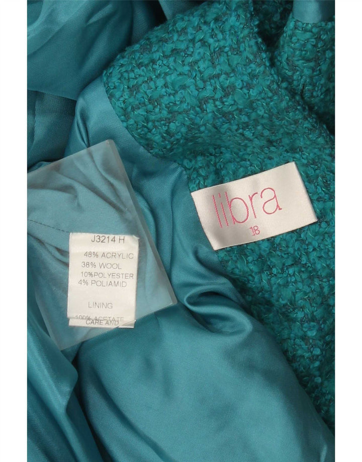 Giacca blazer a 3 bottoni da donna Libra UK 18 XL Acrilico turchese