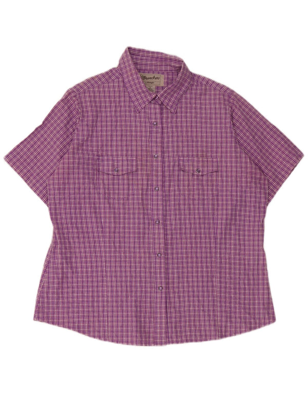 Camicia a maniche corte da donna Wrangler UK 18 XL cotone a quadri viola