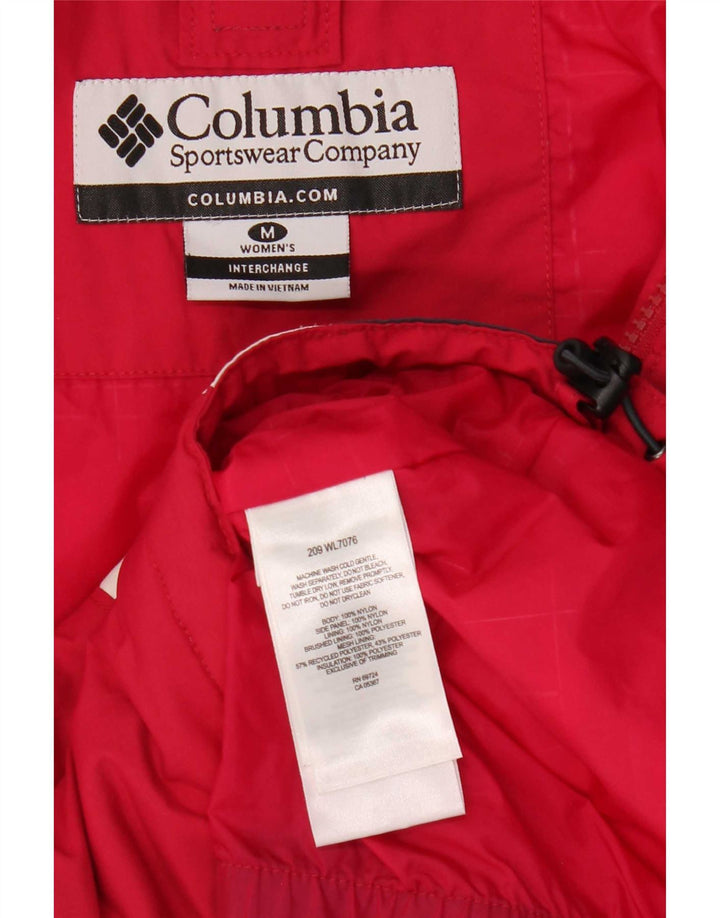 Giacca da sci con cappuccio Columbia Omni-Tech da donna UK 12 Medium Red Colourblock